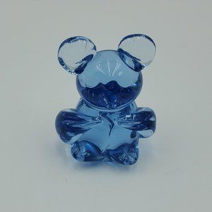 Blue Art Glass Mouse Figurine Paperweight